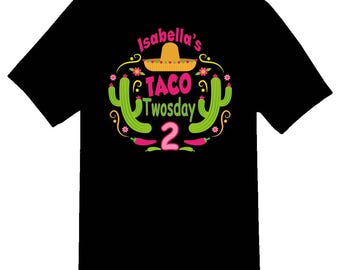 Personalisiertes Taco Twosday Geburtstags-Shirt, Name und Alter