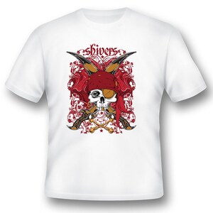 Shivers pirate skull swords 198 black or white tee
