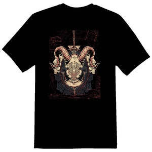 Ram skull sword black or white tee shirt