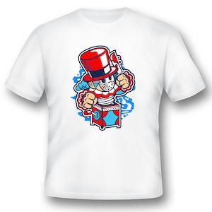 Überraschung böser Cartoon mit Messer Jack in Box T-Shirt schwarz oder weiß
