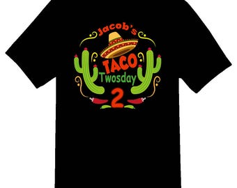 Personalisiertes Taco Twosday T-Shirt - Benutzerdefinierter Name und Alter, Fiesta Shirt