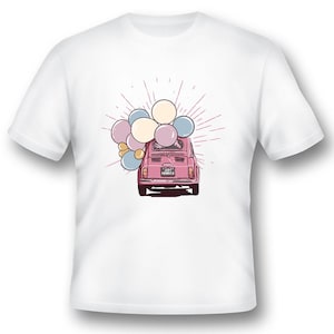 Just married balloons and car black or white Tee