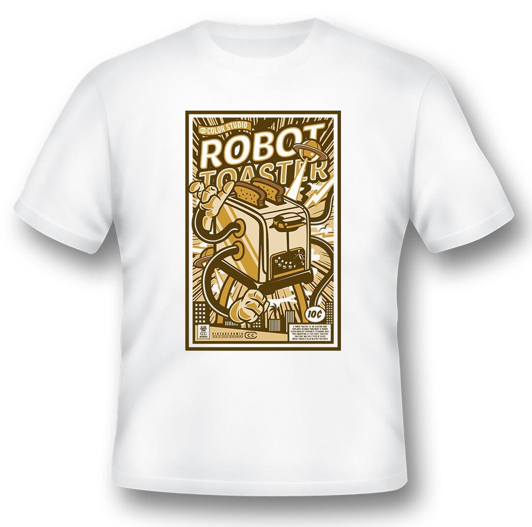 Robot Toaster Attack Comic Book Tee Shirt Black or White - Etsy