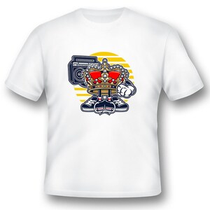 Street King crown boombox sneakers Tee shirt black or white