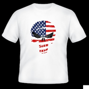 American punisher skull black or white tee shirt