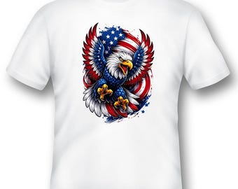 American Adler-Flaggen-T-Shirt: Rot-weißes blaues graphisches T-Shirt