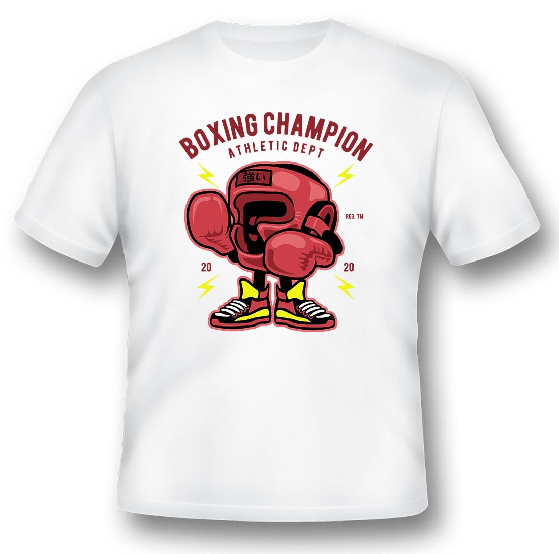 Boxing Champion Glove Cartoon Black or White Tee - Etsy