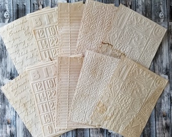 Embossed Coffee Dyed/Stained Junk Journal Ephemera Vintage Grungy Mixed Media Scrapbooking Paper Craft