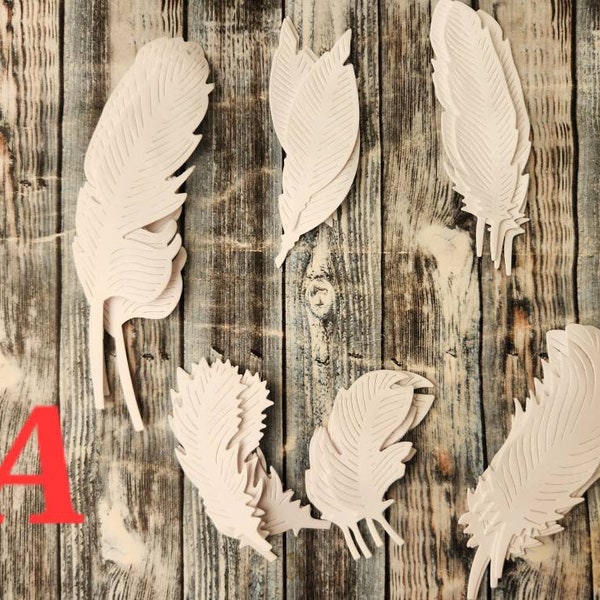 24 Feather Die Cuts for Journals, Tags, Embellishments, Pocket Letters, Junk Journaling And Any Other Crafts.