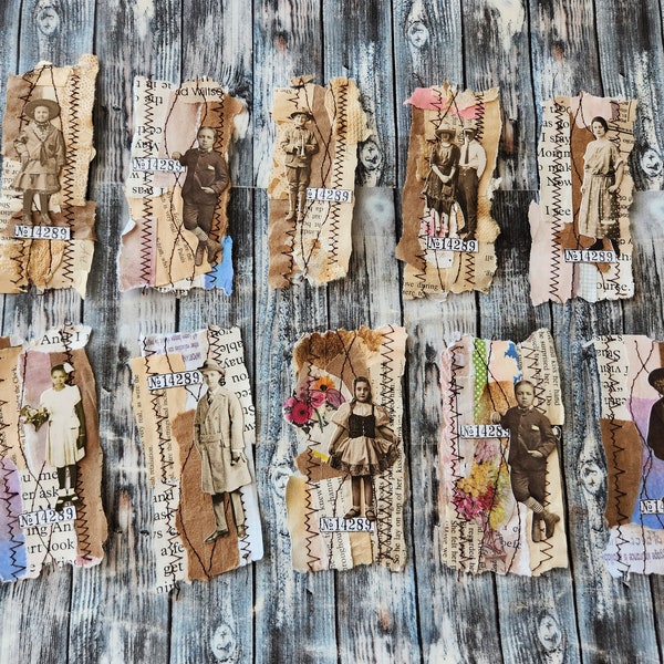Tim Holtz Dolls Junk Journal Snippets/Clusters/ Embellishments. Mixed Media Vintage Style Grungy Junk Journal Supplies.