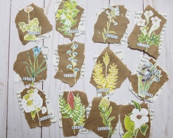 Vintage Floral Junk Journal Snippets: Grungy Mixed Media Embellishments