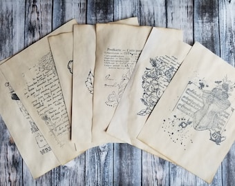 Coffee Dyed Stamped Ephemera: Junk Journal Embellishments