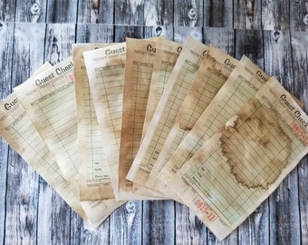Guest Checks Coffee Dyed/Stained/Blank Junk Journaling Mixed Media Scrapbooking Ephemera