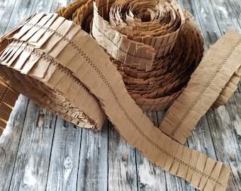 Handmade Paper Ruffle Trim: Sewn Shipping Paper, Junk Journal Embellishment
