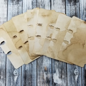8 koffie geverfd/gebeitst Memorydex Rolodex-kaarten Die Cuts Junk Journal Memory Dex Mixed Media Kaarten maken Plakboekbenodigdheden