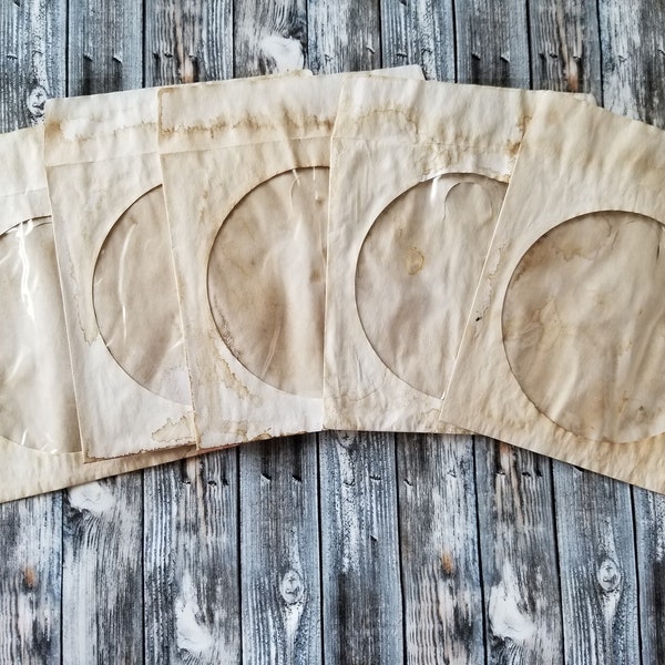 10 Coffee Dyed CD Sleeves. Grungy Shabby Junk Journal Scrapbooking.
