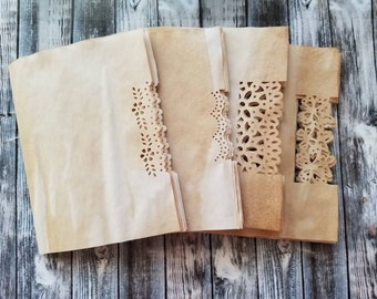 Coffee Dyed Punched Junk Journal Pages.