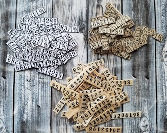 Numbers 50 Hand Stamped Handcut Vintage Looking Numbers.