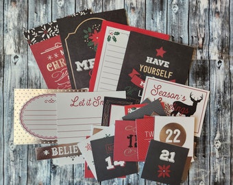 Christmas Journaling Cards, Ephemera, Scrapbooking, Planner (34 Piece)