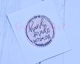 Hand made with love Stickers, Happy Mail Labels, Packaging Stickers, Business Stickers, Order Stickers, Small Business Stickers