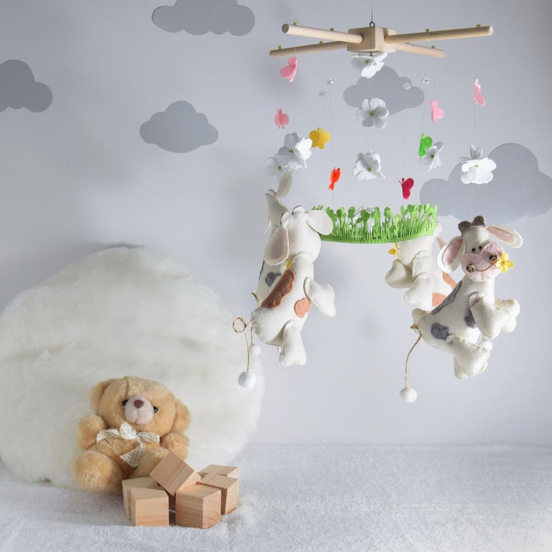 Cows Baby Mobile Farm Theme Nursery Mobile Baby Animal Etsy