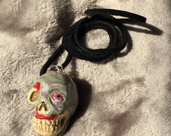 Zombie Pendant - handmade ooak polymer clay necklace