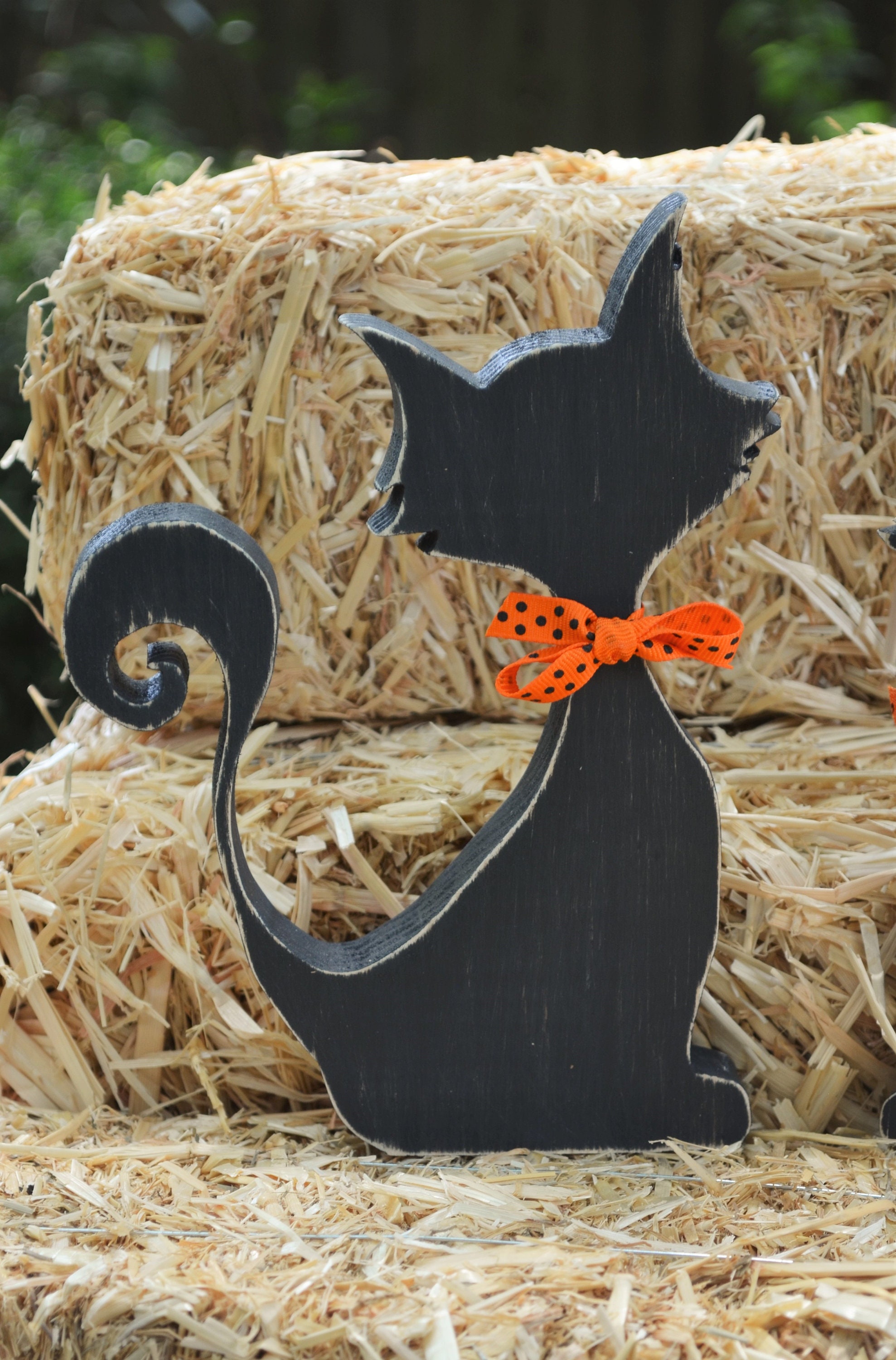 Halloween Wood Cats Halloween Decorations Halloween Cat  Etsy