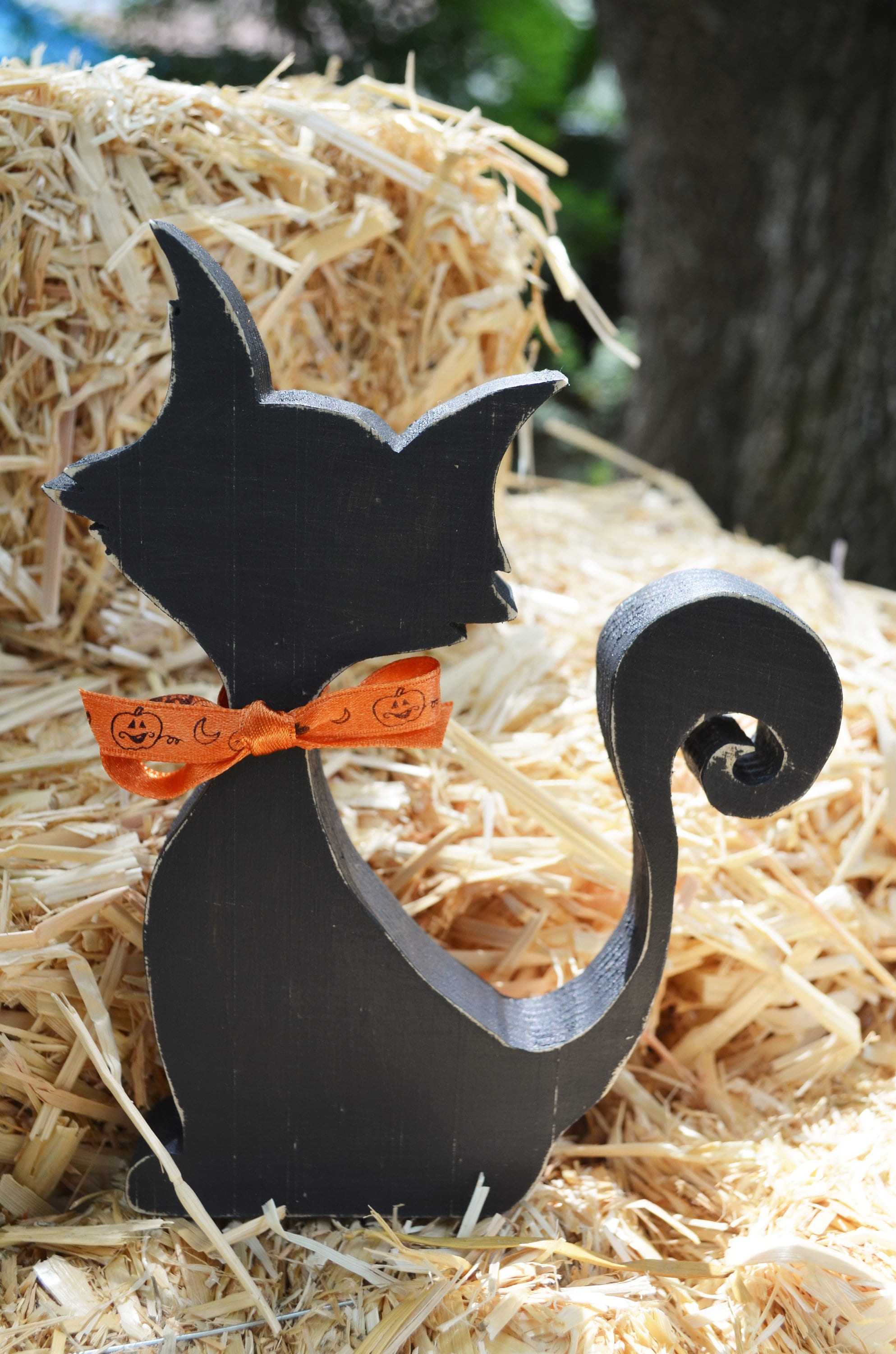 Halloween Wood Cats Halloween Decorations Halloween Cat Etsy