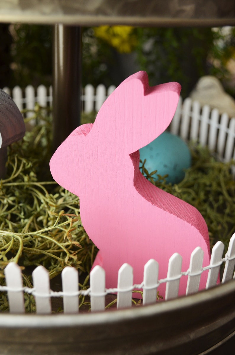 Set of 2 Easter Bunnies Tiered Tray Decor Easter Tiered Etsy