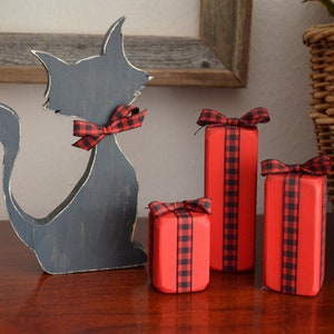 Buffalo Check, Tiered Tray Decor, Farmhouse Christmas, Buffalo Plaid, Christmas Decor, Christmas Decorations, Gift for Cat Lover, Tier Tray