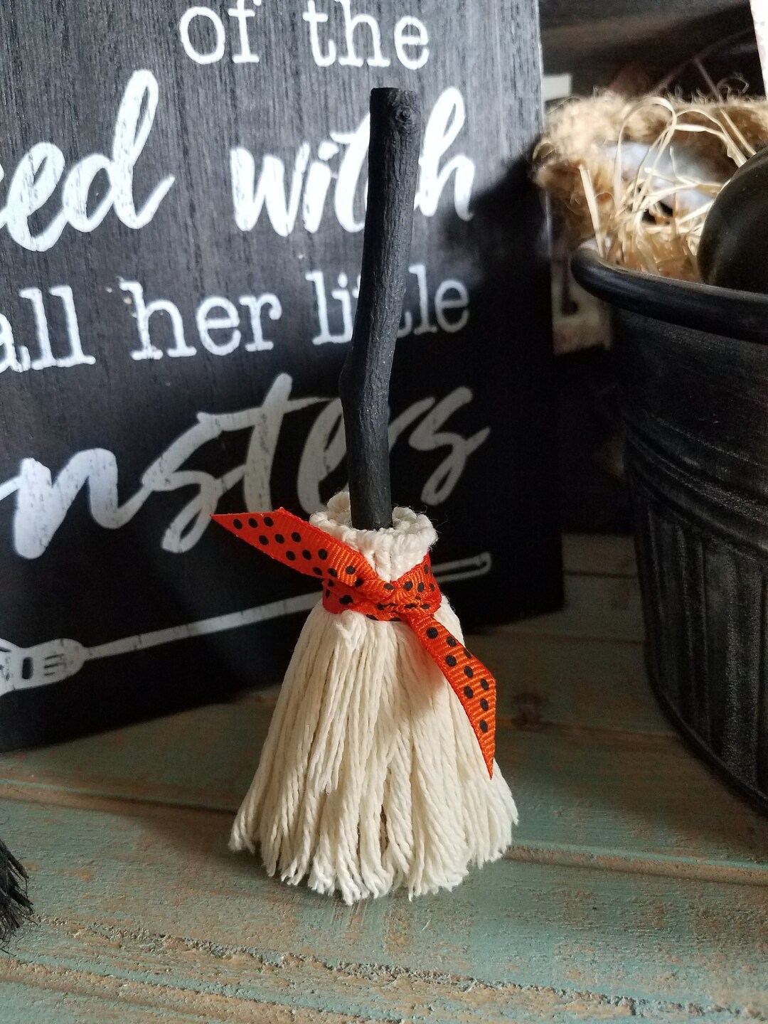Mini Witch Broom, Tiered Tray Decor, Witch's Broom, Halloween Decor