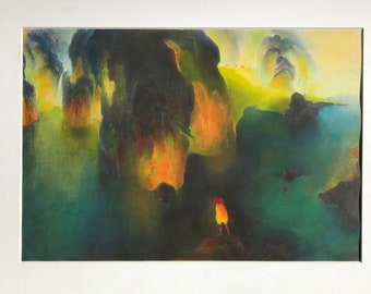 Rock and Water matted print by Tyrus Wong