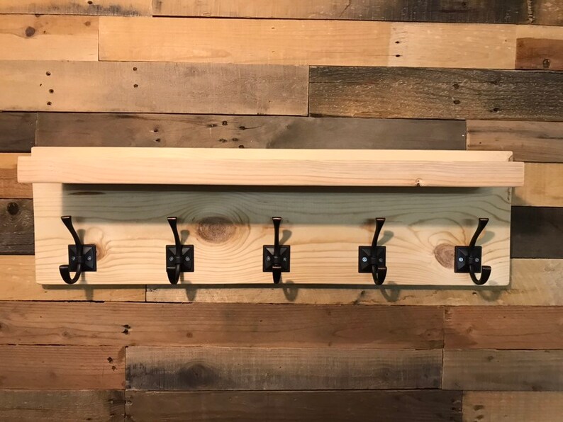 Unfinished For The Diyer Tyler Entryway Coat Rack With Large Shelf Wall Decor 5 Hooks Hanger 32 Inches