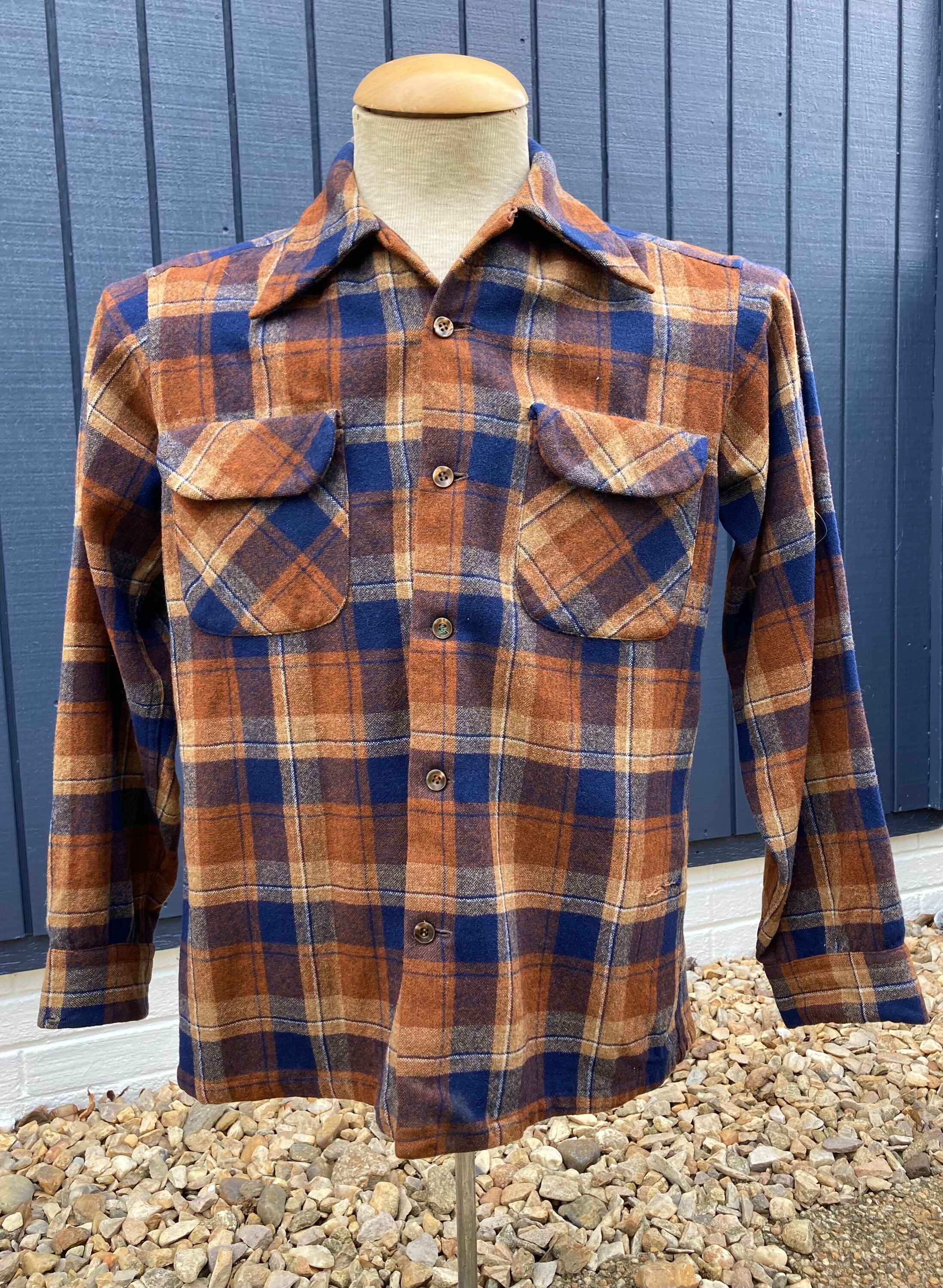 Vintage Pendleton Board Shirt Brown Plaid Size Medium Etsy