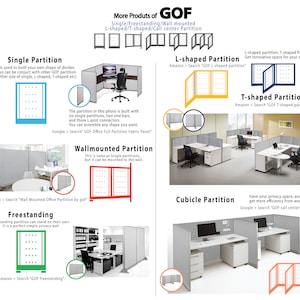 GOF Office Freestanding Partition 30W x 60H, Room Divider, Wall Panel, Space Cubicle 30w x 60h zdjęcie 7