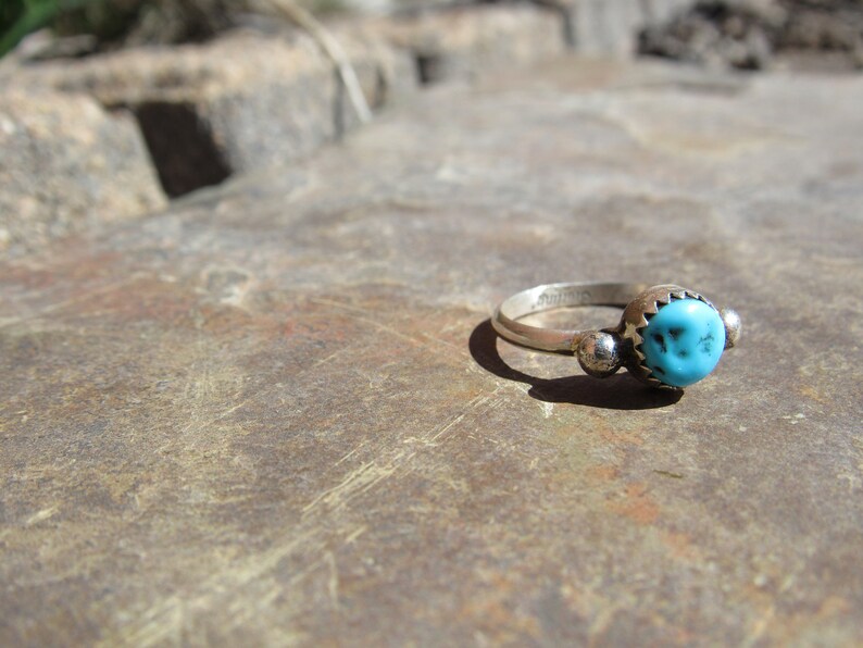 Navajo Made Arizona Turquoise Ring By Chris Etsitty Size 5.75
