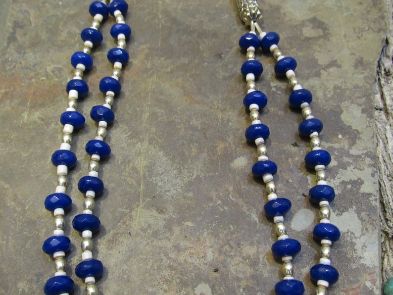 Navajo Made 2-Strand Apatite Clam Shell Necklace #229 by Donavan Yazzie