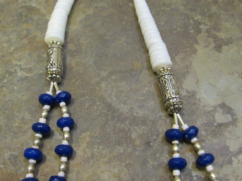 Navajo Made 2-Strand Apatite Clam Shell Necklace #229 by Donavan Yazzie