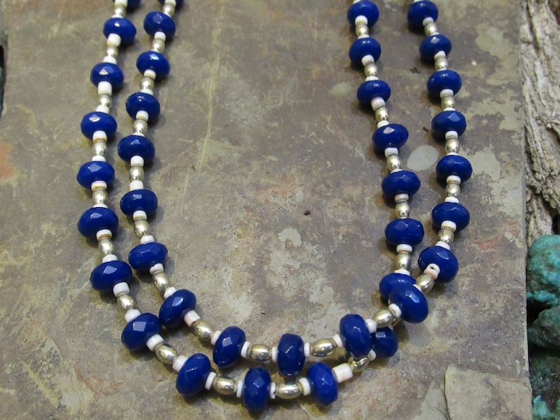 Navajo Made 2-Strand Apatite Clam Shell Necklace #229 by Donavan Yazzie