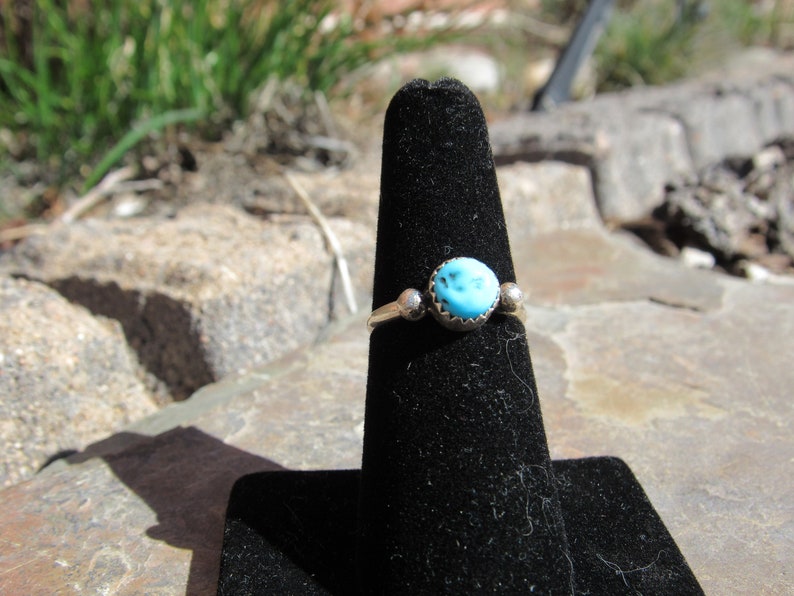 Navajo Made Arizona Turquoise Ring By Chris Etsitty Size 5.75