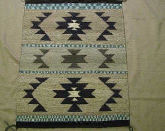 Navajo Hand Spun Wide Ruins & Eye Dazzler Rug 32"x 25" by Rita Antonio