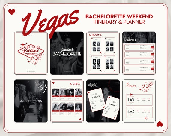 Vegas Bachelorette Itinerary Template • Editable Canva Planner (Digital)