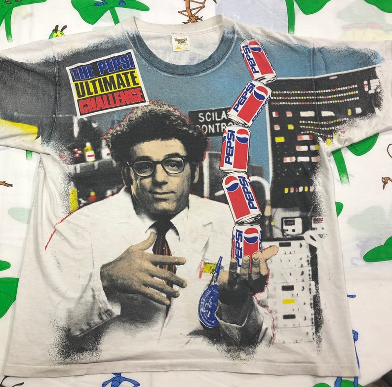 Vintage Pepsi Challenge Kramer Seinfeld All Over AOP 90s Shirt Size Mens XL