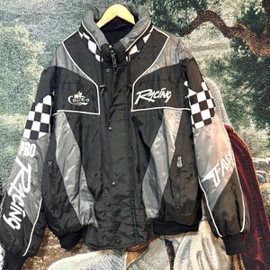 Vintage Choko Racing Snowmobile Artic Cat Polaris Jacket Coat Winter Mens Size 2XL Black