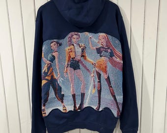 Sudadera Nike personalizada con diseño de cazadores de demonios de K-Pop, color azul marino, talla XL para hombre.