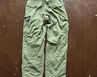 Pantalones Vintage OG 107 de los años 60, de popelina ripstop, estilo cargo militar, de pierna ancha y holgada, con cordones ajustables en los tobillos y cremallera Scoville. Talla 34 x 29 1/2 para hombre.