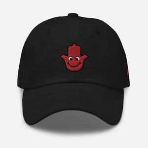 Happy & Peppy Hamsa Evil Eye, Third Eye Hat, Hamsa Evil Eye, Vintage Baseball Cap Embroidered Organic Cotton Embroidery Baseball Hat