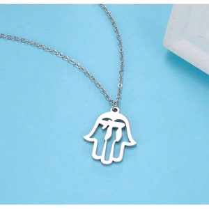 Hamsa Evil Eye Necklace, Hamsa Life Necklace Stainless Silver, Protection Necklace, Spiritual Gift, Hamsa Hand, Gifts for Her