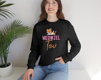 Meowzel Tov Cat Lover Mazel Tov Comfy Unisex Heavy Blend Crewneck Sweatshirt