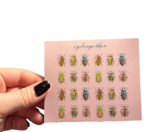 Mini cloisonne beetle sticker sheet